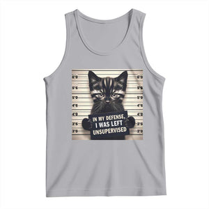 Funny Bad Cat Attitude Tank Top In My Defense I Was Left Unsupervised TS12 Athletic Heather Print Your Wear