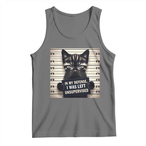 Funny Bad Cat Attitude Tank Top In My Defense I Was Left Unsupervised TS12 Black Heather Print Your Wear