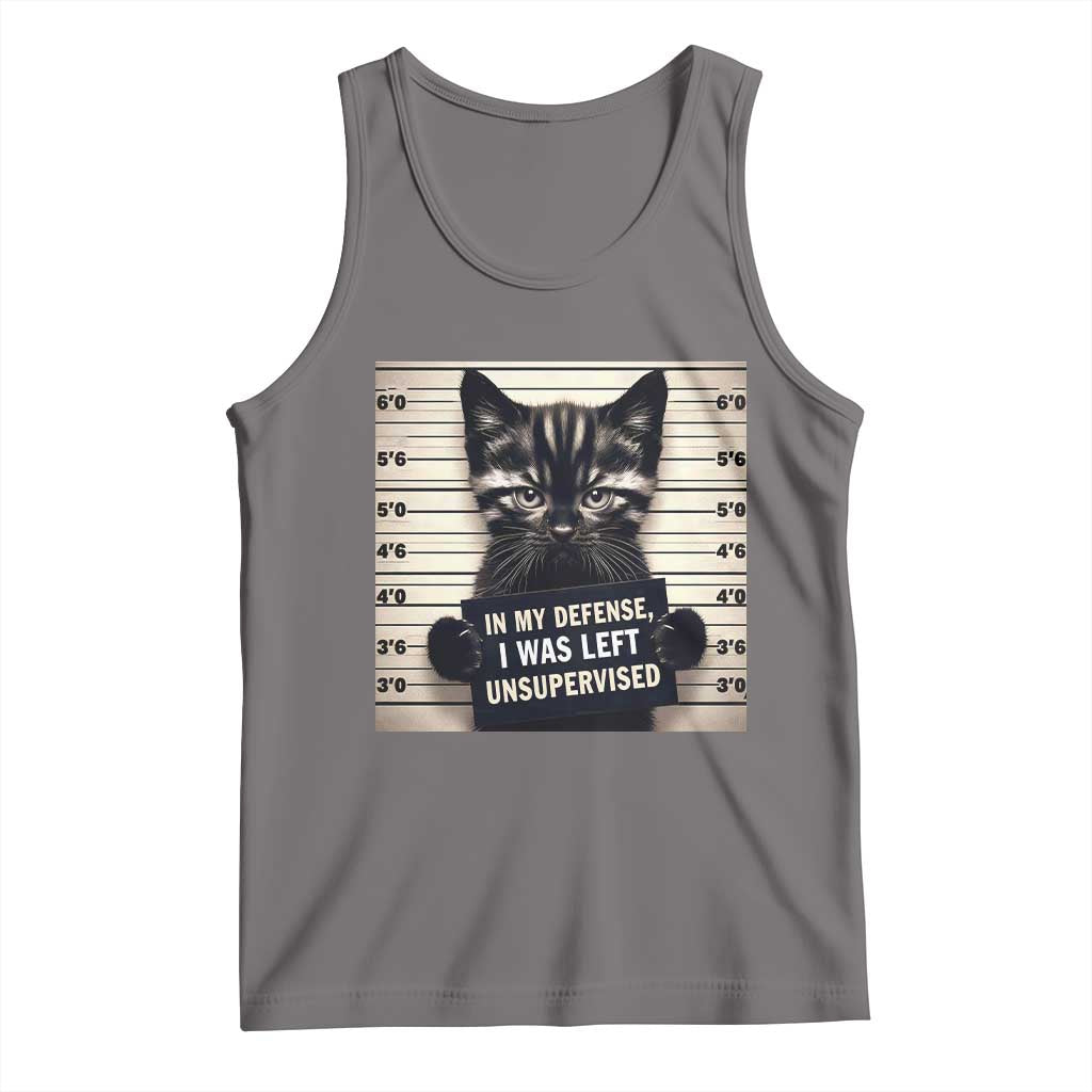 Funny Bad Cat Attitude Tank Top In My Defense I Was Left Unsupervised TS12 Deep Heather Print Your Wear