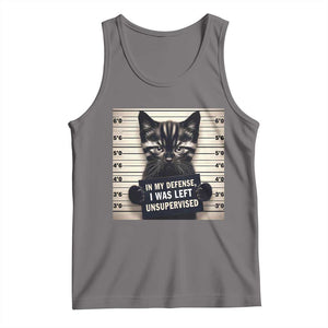 Funny Bad Cat Attitude Tank Top In My Defense I Was Left Unsupervised TS12 Deep Heather Print Your Wear