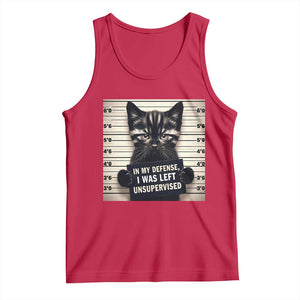 Funny Bad Cat Attitude Tank Top In My Defense I Was Left Unsupervised TS12 Red Print Your Wear