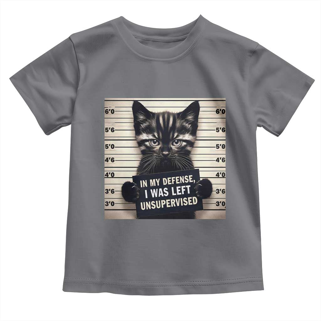 Funny Bad Cat Attitude Toddler T Shirt In My Defense I Was Left Unsupervised TS12 Charcoal Print Your Wear