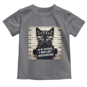 Funny Bad Cat Attitude Toddler T Shirt In My Defense I Was Left Unsupervised TS12 Charcoal Print Your Wear