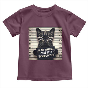 Funny Bad Cat Attitude Toddler T Shirt In My Defense I Was Left Unsupervised TS12 Maroon Print Your Wear