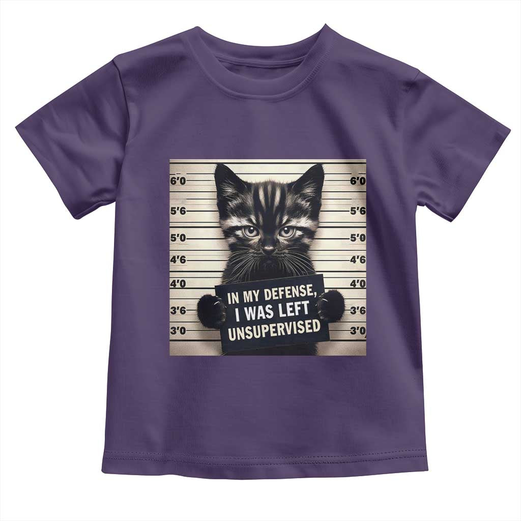 Funny Bad Cat Attitude Toddler T Shirt In My Defense I Was Left Unsupervised TS12 Purple Print Your Wear
