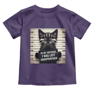 Funny Bad Cat Attitude Toddler T Shirt In My Defense I Was Left Unsupervised TS12 Purple Print Your Wear