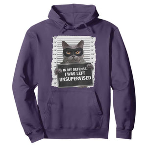Funny Cat Mugshot Hoodie In My Defense I Was Left Unsupervised TS12 Purple Print Your Wear