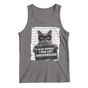 Funny Cat Mugshot Tank Top In My Defense I Was Left Unsupervised TS12 Deep Heather Print Your Wear