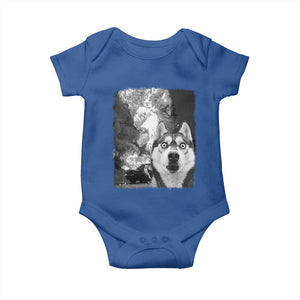 Funny Husky Chaos Baby Onesie Cool Dog Selfie With Burning Car TS12 Royal Blue Print Your Wear