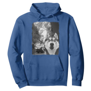 Funny Husky Chaos Hoodie Cool Dog Selfie With Burning Car TS12 Royal Blue Print Your Wear