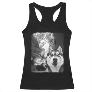 Funny Husky Chaos Racerback Tank Top Cool Dog Selfie With Burning Car TS12 Black Print Your Wear