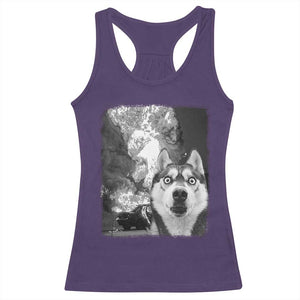 Funny Husky Chaos Racerback Tank Top Cool Dog Selfie With Burning Car TS12 Purple Print Your Wear