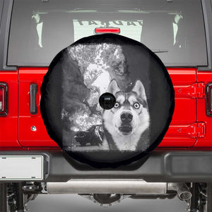 Funny Husky Chaos Spare Tire Cover Cool Dog Selfie With Burning Car TS12 Black Print Your Wear