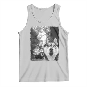 Funny Husky Chaos Tank Top Cool Dog Selfie With Burning Car TS12 Ash Print Your Wear