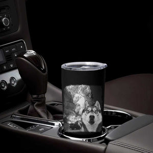 Funny Husky Chaos Tumbler Cup Cool Dog Selfie With Burning Car TS12 Print Your Wear