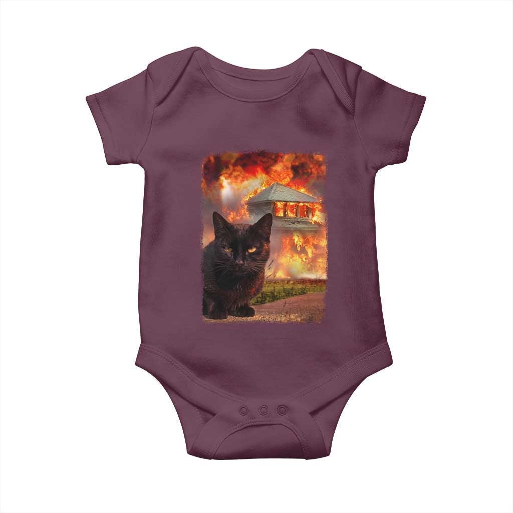Funny Crazy Cat Selfie Baby Onesie Bad Kitty Chaos Humor Graphic TS12 Maroon Print Your Wear