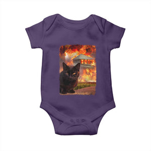 Funny Crazy Cat Selfie Baby Onesie Bad Kitty Chaos Humor Graphic TS12 Purple Print Your Wear