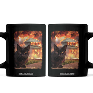 Funny Crazy Cat Selfie Coffee Mug Bad Kitty Chaos Humor Graphic TS12 Black Print Your Wear