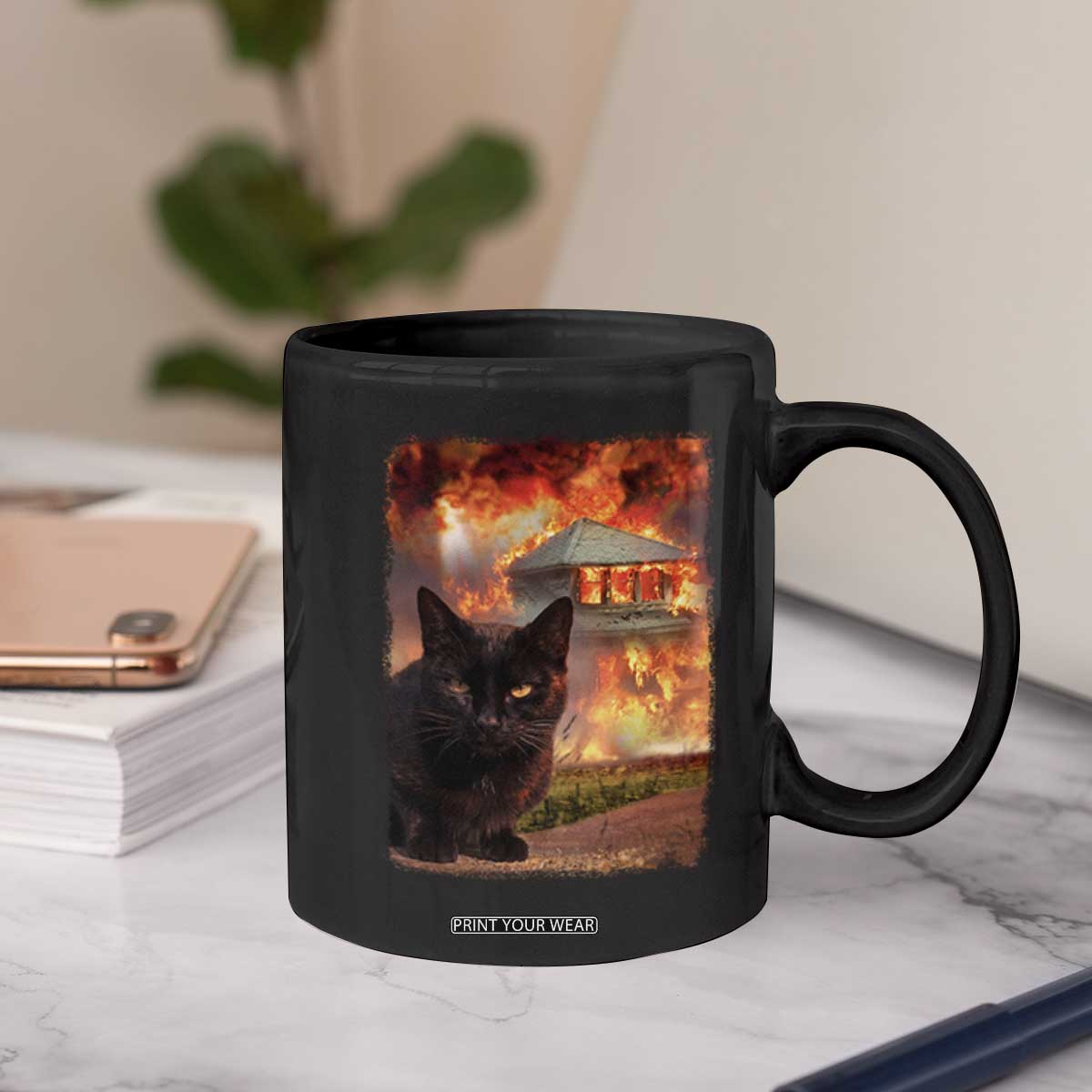 Funny Crazy Cat Selfie Coffee Mug Bad Kitty Chaos Humor Graphic TS12 Print Your Wear