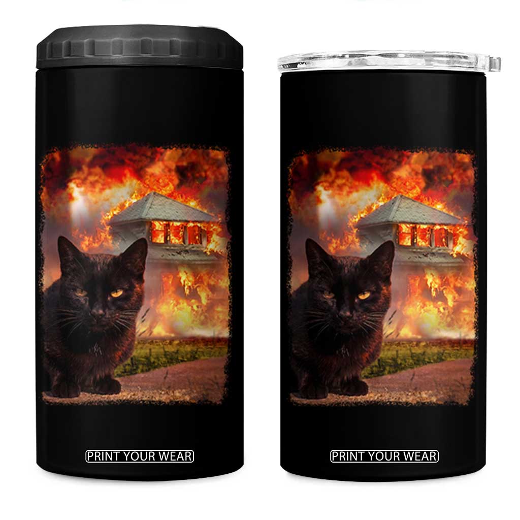 Funny Crazy Cat Selfie 4 in 1 Can Cooler Tumbler Bad Kitty Chaos Humor Graphic TS12 One Size: 16 oz Black Print Your Wear