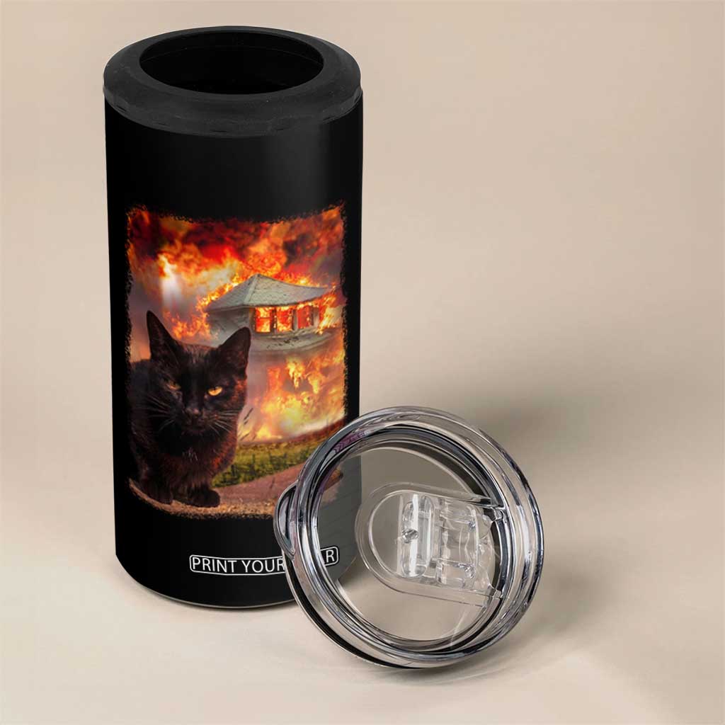 Funny Crazy Cat Selfie 4 in 1 Can Cooler Tumbler Bad Kitty Chaos Humor Graphic TS12 Print Your Wear