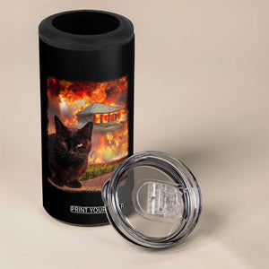 Funny Crazy Cat Selfie 4 in 1 Can Cooler Tumbler Bad Kitty Chaos Humor Graphic TS12 Print Your Wear
