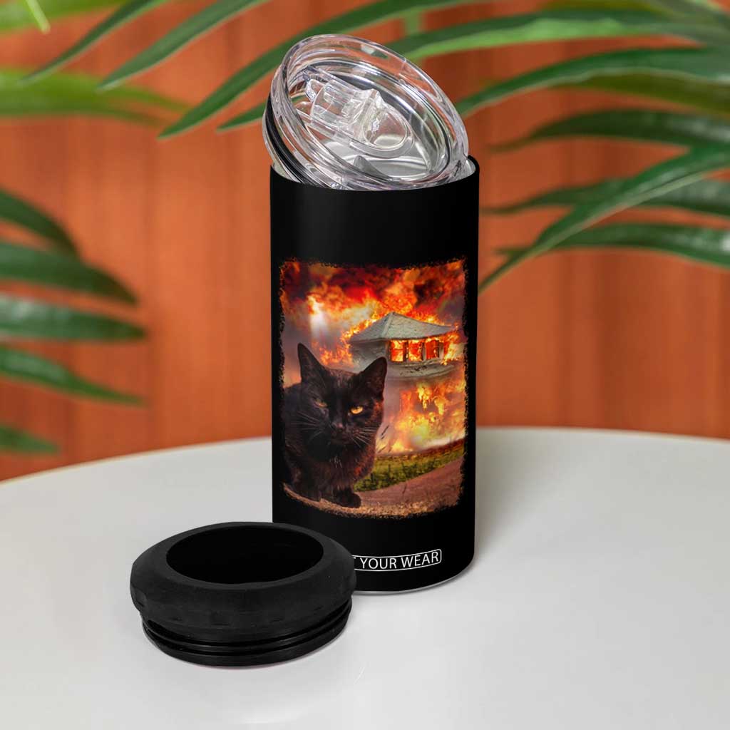 Funny Crazy Cat Selfie 4 in 1 Can Cooler Tumbler Bad Kitty Chaos Humor Graphic TS12 Print Your Wear