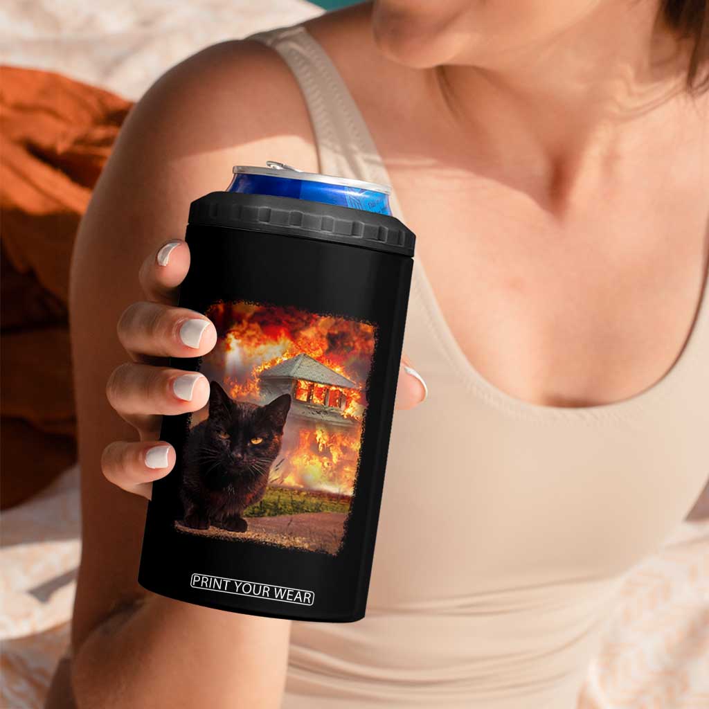 Funny Crazy Cat Selfie 4 in 1 Can Cooler Tumbler Bad Kitty Chaos Humor Graphic TS12 Print Your Wear