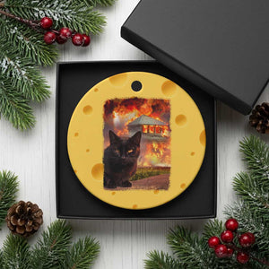 Funny Crazy Cat Selfie Ceramic Ornament Bad Kitty Chaos Humor Graphic TS12 1pc Yellow Cheese Print Your Wear