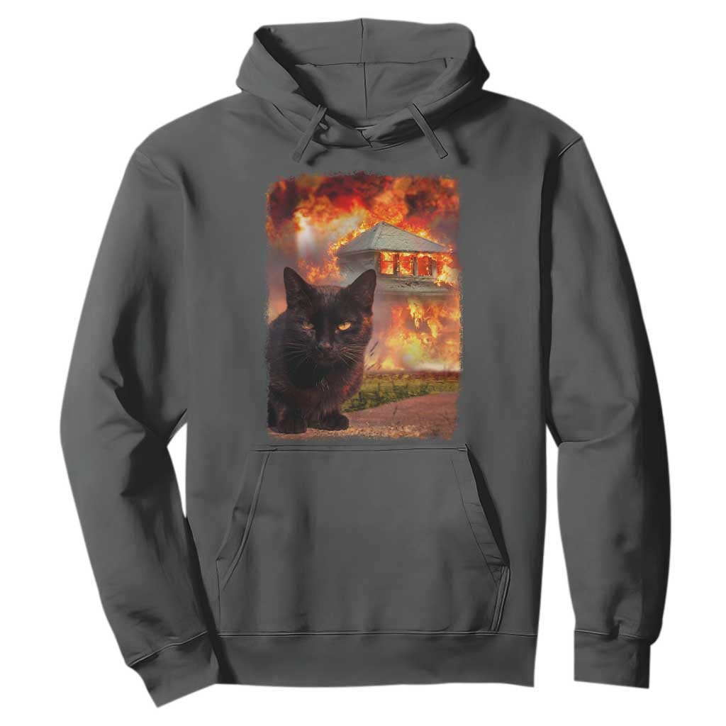 Funny Crazy Cat Selfie Hoodie Bad Kitty Chaos Humor Graphic TS12 Dark Heather Print Your Wear