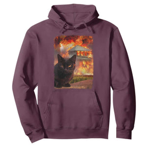 Funny Crazy Cat Selfie Hoodie Bad Kitty Chaos Humor Graphic TS12 Maroon Print Your Wear
