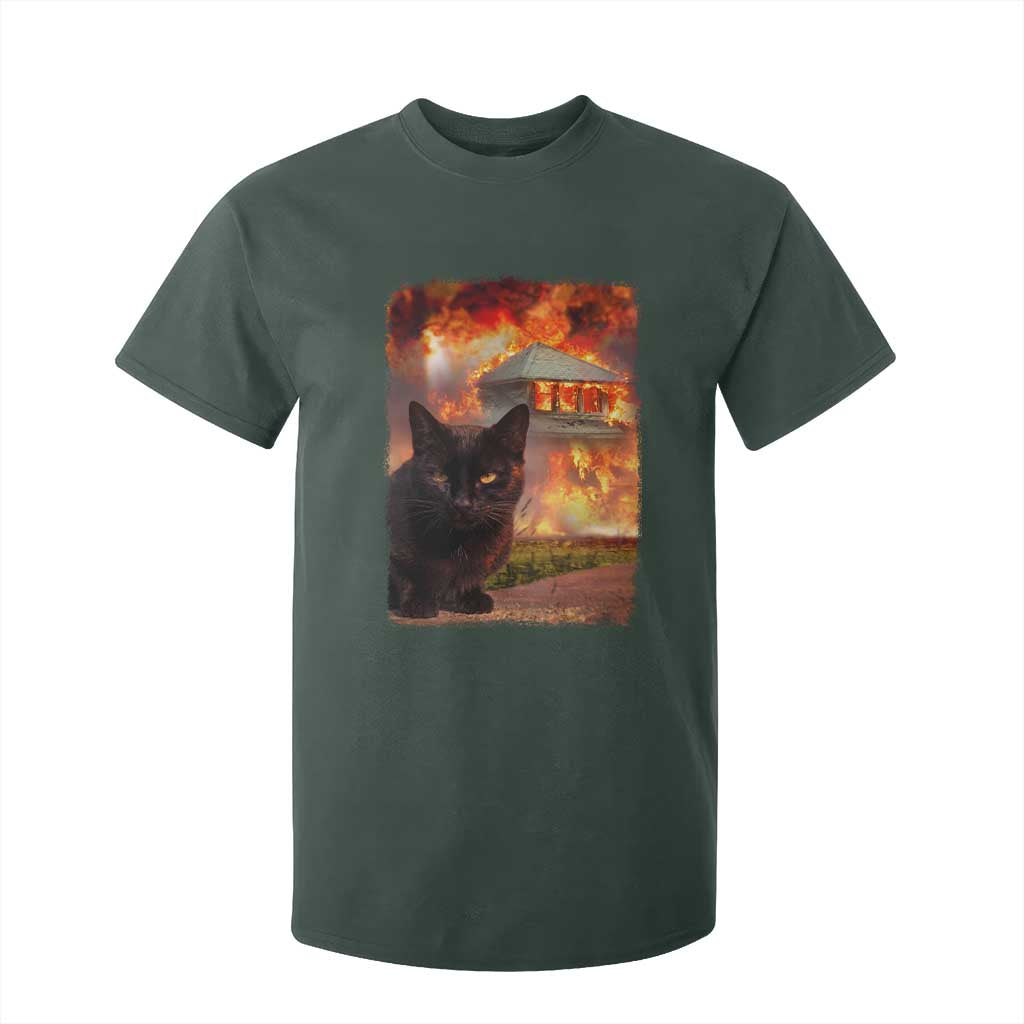 Funny Crazy Cat Selfie T Shirt For Kid Bad Kitty Chaos Humor Graphic TS12 Dark Forest Green Print Your Wear