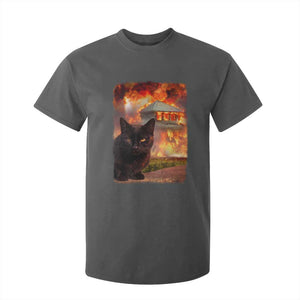 Funny Crazy Cat Selfie T Shirt For Kid Bad Kitty Chaos Humor Graphic TS12 Dark Heather Print Your Wear