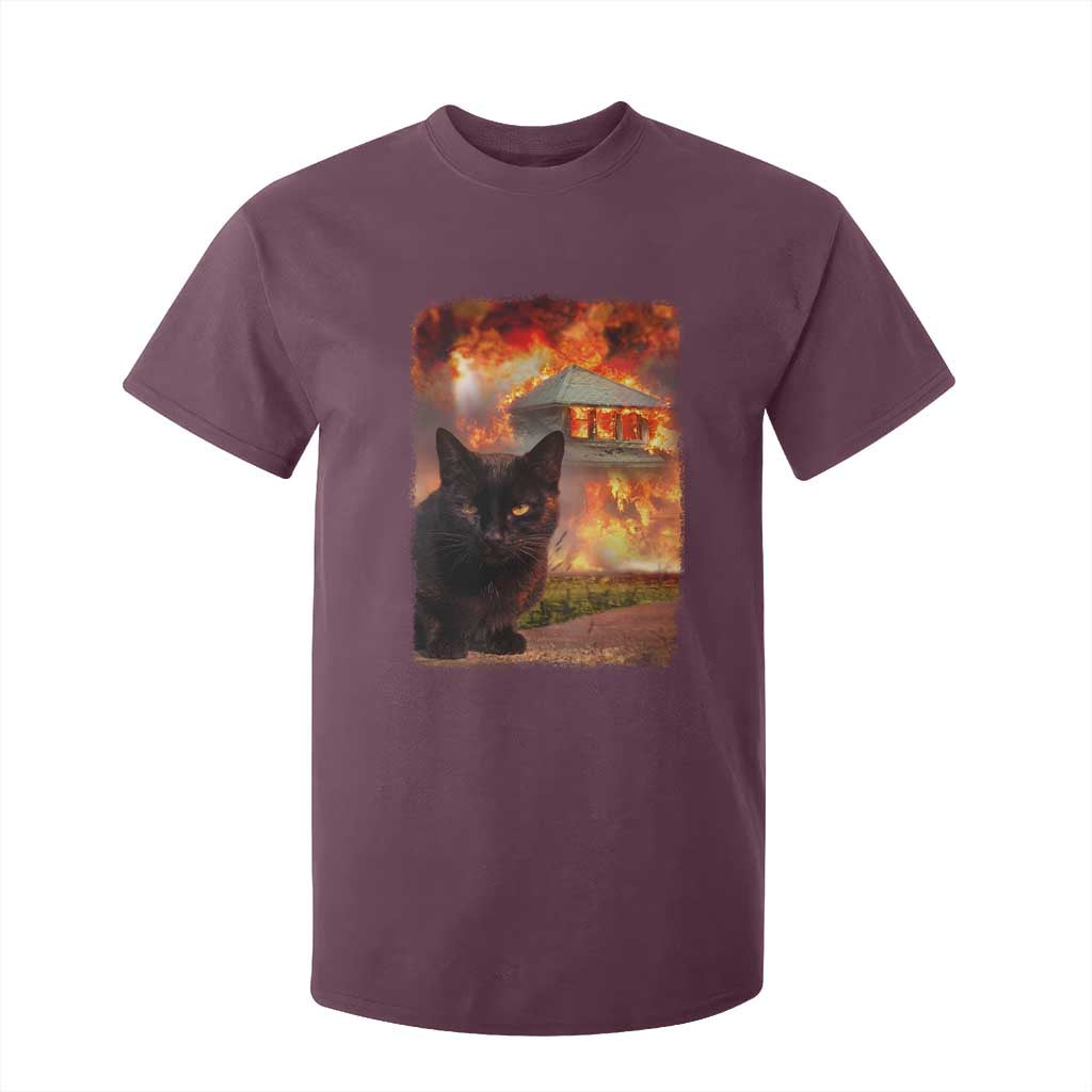 Funny Crazy Cat Selfie T Shirt For Kid Bad Kitty Chaos Humor Graphic TS12 Maroon Print Your Wear