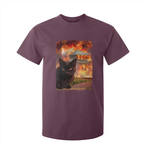 Funny Crazy Cat Selfie T Shirt For Kid Bad Kitty Chaos Humor Graphic TS12 Maroon Print Your Wear