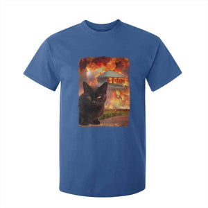 Funny Crazy Cat Selfie T Shirt For Kid Bad Kitty Chaos Humor Graphic TS12 Royal Blue Print Your Wear