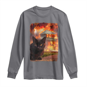 Funny Crazy Cat Selfie Long Sleeve Shirt Bad Kitty Chaos Humor Graphic TS12 Charcoal Print Your Wear