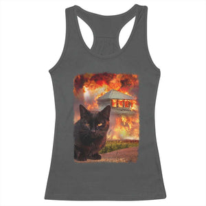 Funny Crazy Cat Selfie Racerback Tank Top Bad Kitty Chaos Humor Graphic TS12 Dark Heather Print Your Wear