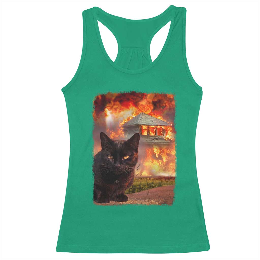 Funny Crazy Cat Selfie Racerback Tank Top Bad Kitty Chaos Humor Graphic TS12 Irish Green Print Your Wear