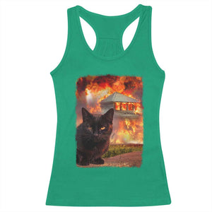 Funny Crazy Cat Selfie Racerback Tank Top Bad Kitty Chaos Humor Graphic TS12 Irish Green Print Your Wear