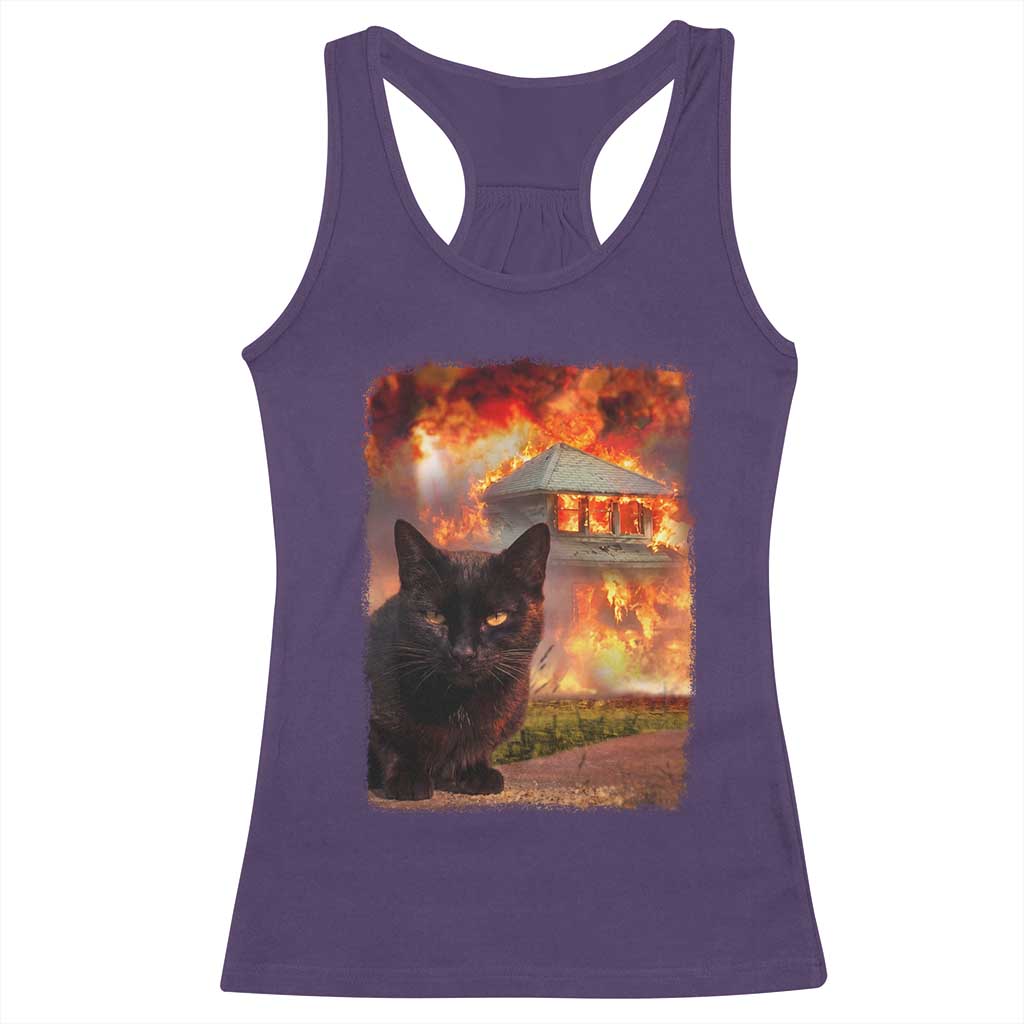 Funny Crazy Cat Selfie Racerback Tank Top Bad Kitty Chaos Humor Graphic TS12 Purple Print Your Wear