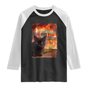 Funny Crazy Cat Selfie Raglan Shirt Bad Kitty Chaos Humor Graphic TS12 Black White Print Your Wear