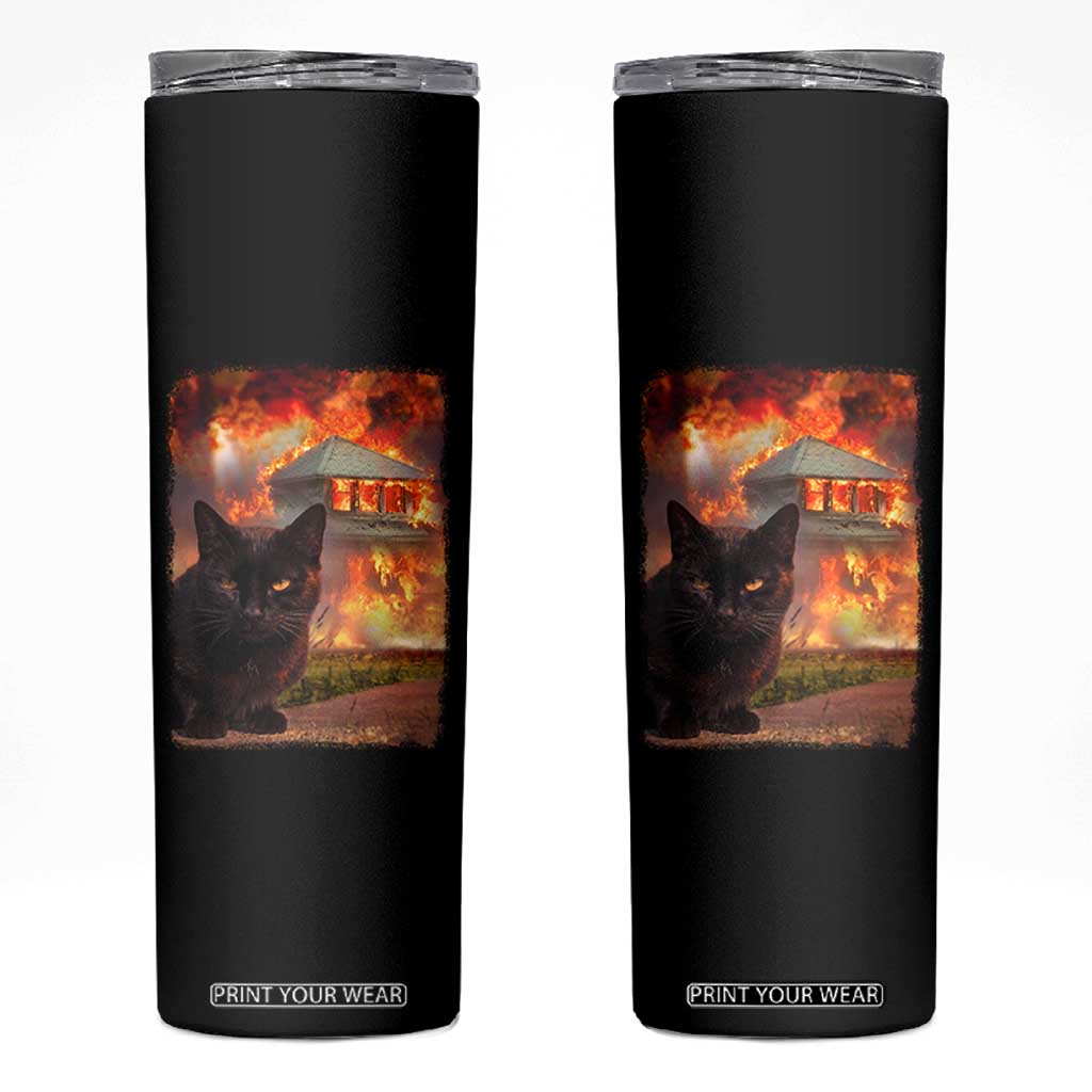 Funny Crazy Cat Selfie Skinny Tumbler Bad Kitty Chaos Humor Graphic TS12 Black Print Your Wear