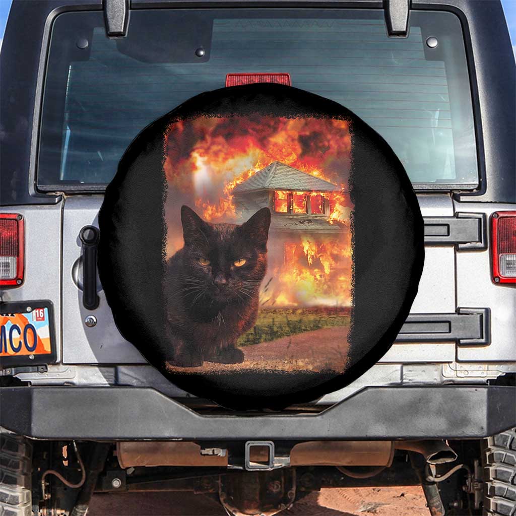 Funny Crazy Cat Selfie Spare Tire Cover Bad Kitty Chaos Humor Graphic TS12 No hole Black Print Your Wear