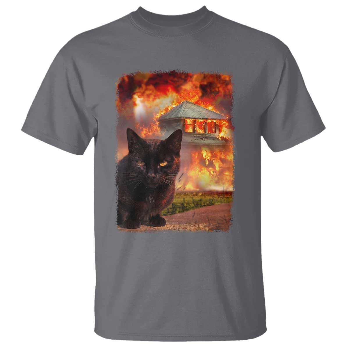 Funny Crazy Cat Selfie T Shirt Bad Kitty Chaos Humor Graphic TS12 Charcoal Print Your Wear