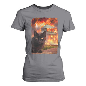 Funny Crazy Cat Selfie T Shirt For Women Bad Kitty Chaos Humor Graphic TS12 Charcoal Print Your Wear