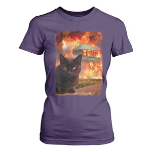 Funny Crazy Cat Selfie T Shirt For Women Bad Kitty Chaos Humor Graphic TS12 Purple Print Your Wear
