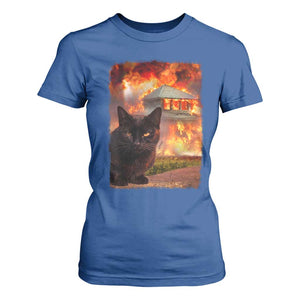 Funny Crazy Cat Selfie T Shirt For Women Bad Kitty Chaos Humor Graphic TS12 Royal Blue Print Your Wear