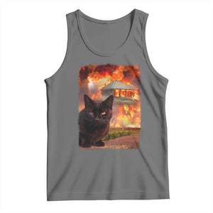 Funny Crazy Cat Selfie Tank Top Bad Kitty Chaos Humor Graphic TS12 Black Heather Print Your Wear