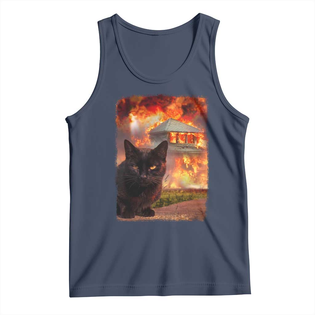 Funny Crazy Cat Selfie Tank Top Bad Kitty Chaos Humor Graphic TS12 Navy Print Your Wear